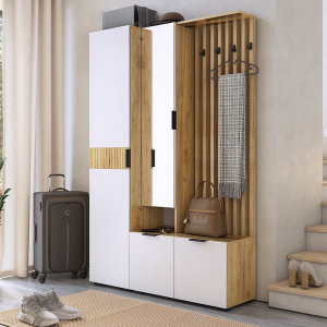 Прихожая Бери К2 дуб крафт золотой/белое дерево