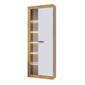 Шкаф-витрина ПРАГА Дуб Вотан/Белый гладкий